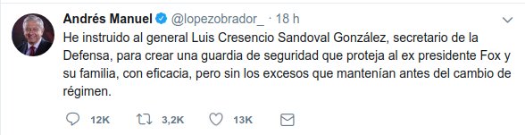 tweet amlo vicente fox seguridad